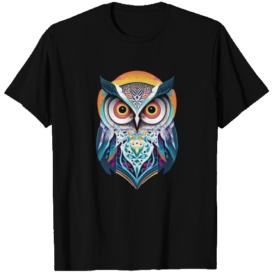 Colorful Batik Owls T Shirts