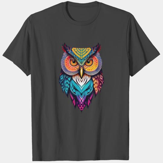 Whimsical Batik Owl Faces T Shirts