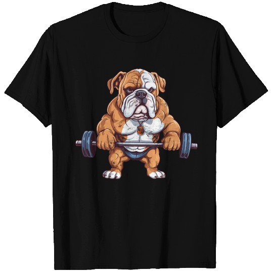 English Bulldog Weightlifting Deadlift Fitness Gym T Shirts