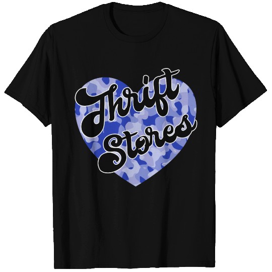 Thrift Stores blue camo heart T Shirts