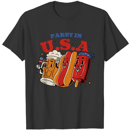 Party In The Usa Hot Dog Love Funny Fourth Of July T Shirts