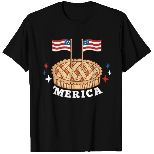 American Flag USA Apple Pie Merica 4th of July T Shirts