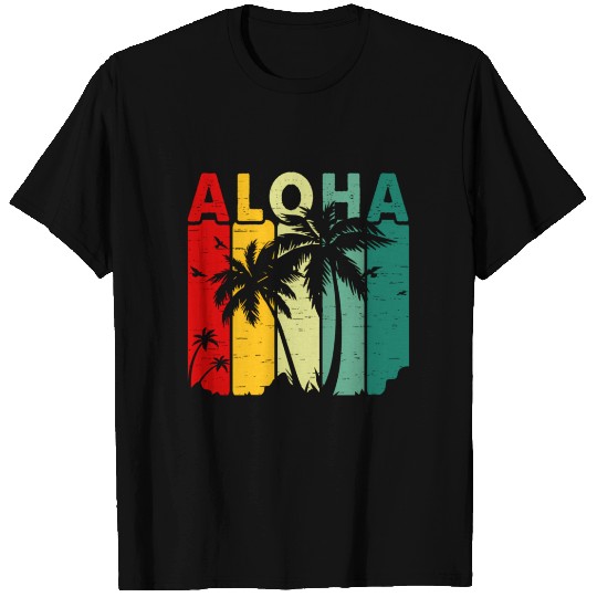 Retro Aloha Hawaii Tropical Summer Palm Tree Hawai T Shirts