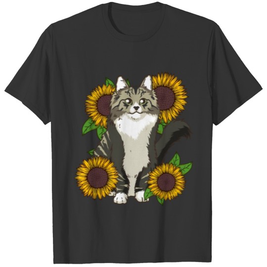 Floral Sunflower Norwegian Forest T Shirts