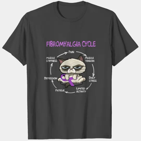 Fibromyalgia Cycle Cat Purple Ribbon Fibromyalgia T Shirts