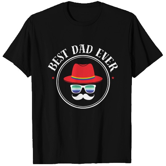 LGBTQ Best Dad Ever, Father's Day, Gay Flag Colors T Shirts