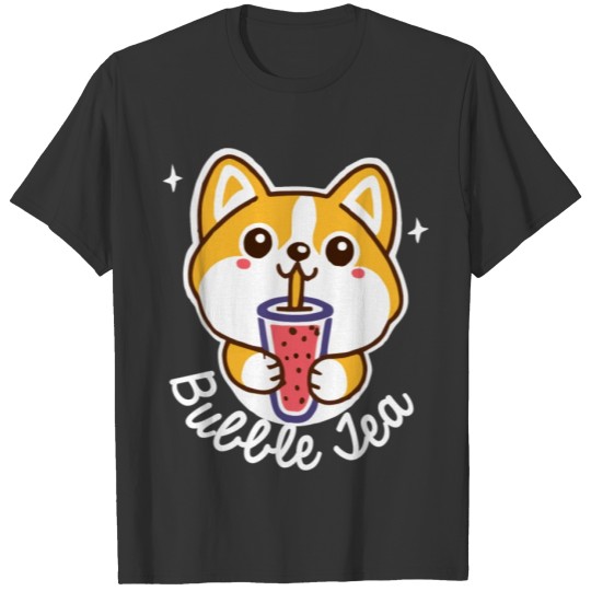 Corgi Bubble Tea Dog Owner Welsh Corgi Funny Dog T Shirts