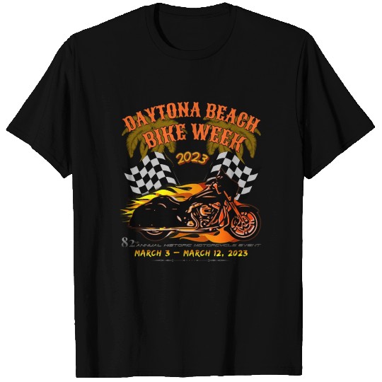 Daytona Beach Bike Week 2023 Checkered Flag Front T Shirts