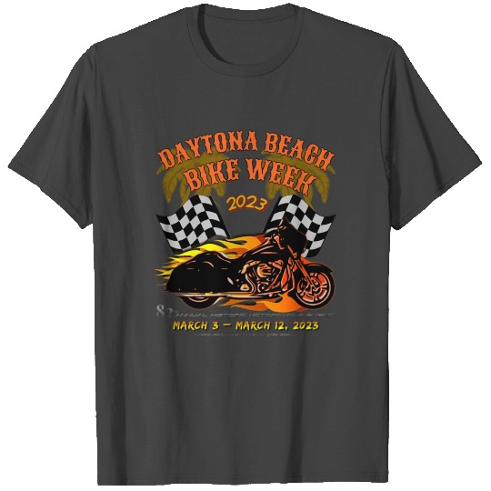 Daytona Beach Bike Week 2023 Checkered Flag Front T Shirts