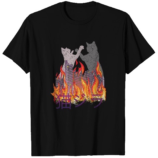 Cat Retro Aesthetic Funny Catzilla T Shirts