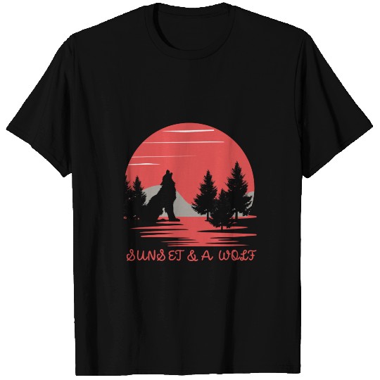 Sunset and Wolf T Shirts
