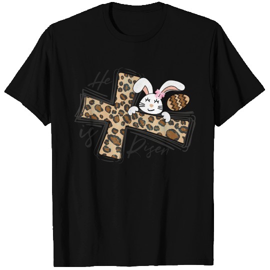 Happy Easter He Is Risen Jesus Cross Easter Bunny T Shirts