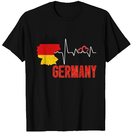 Germany Flag Map Heartbeat For German Pride T Shirts