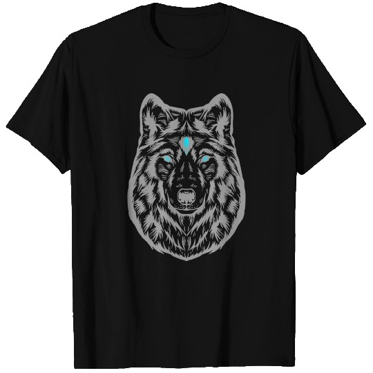 Wolf Face Grey T Shirts
