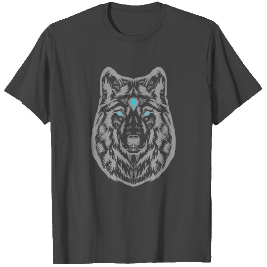 Wolf Face Grey T Shirts