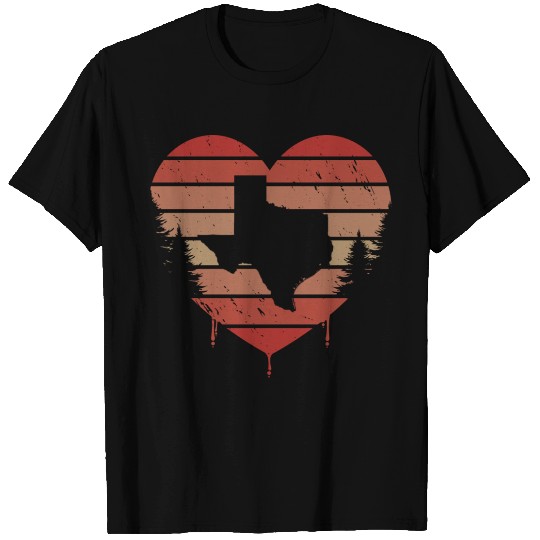 Cute Red Vintage Heart Texas Valentine Day Love T Shirts