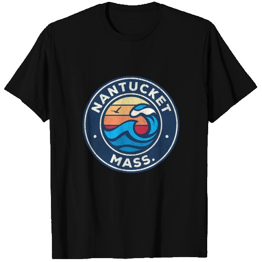 Nantucket Massachusetts Ma Nautical Waves T Shirts