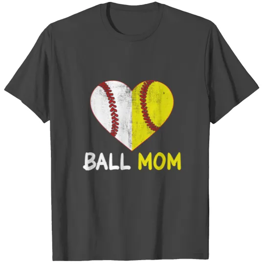 Ball Mom Heart Softball Baseball Player Mothers T Shirts