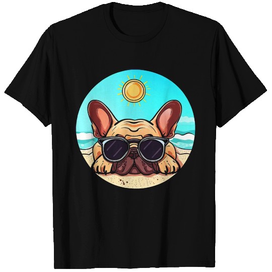 Frenchie Enjoying Beach T Shirts