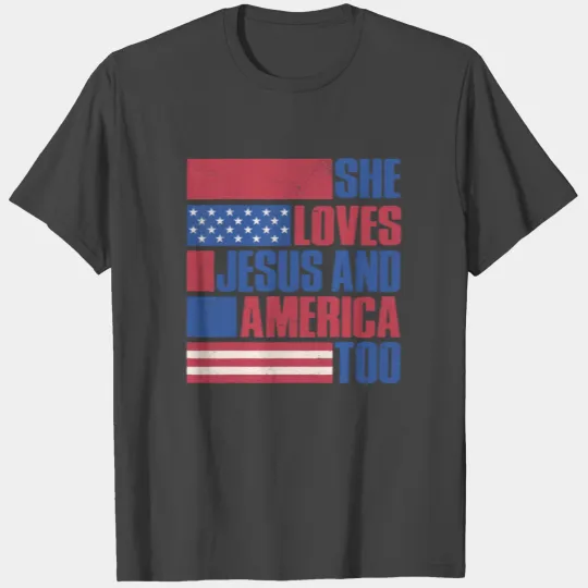 Retro She loves Jesus & America Too Christian T Shirts