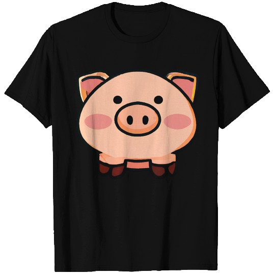 Kawaii Pig - Cute Animal Design Pocket T Shirts