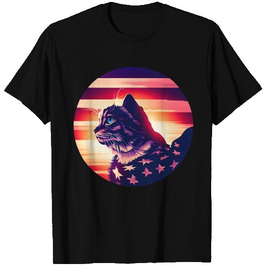 Patriotic cat 4th of July outfit T Shirts