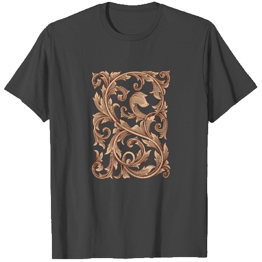 Vintage gold baroque frame leaf scroll floral T Shirts