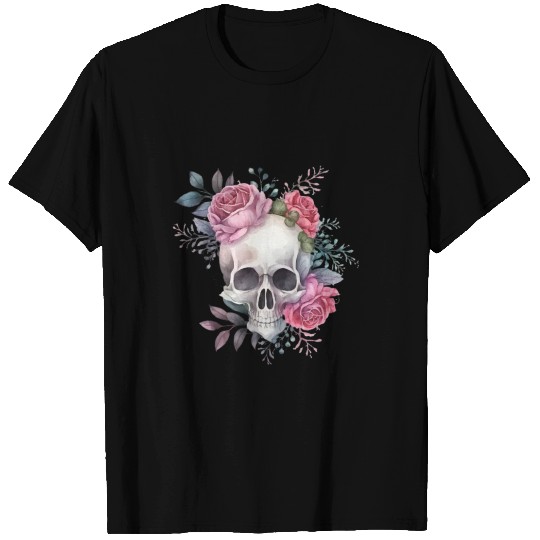 Rose flower floral skull T Shirts