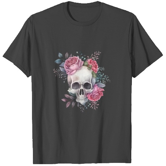 Rose flower floral skull T Shirts
