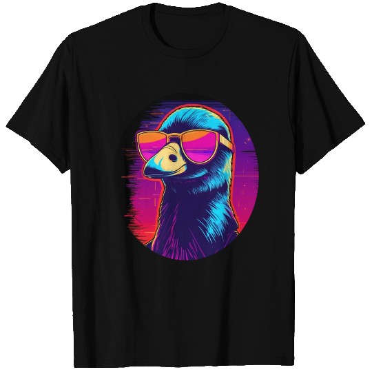 Synthwave Bird with Glasses T Shirts