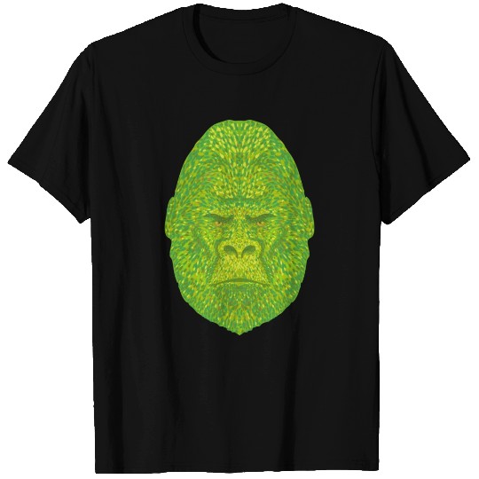 Silverback Gorilla Head Front View Pointillist Art T Shirts