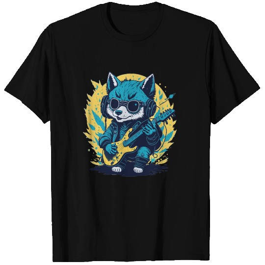 Rockin' Wolf Cub, Fun Cute Illustration T Shirts Design