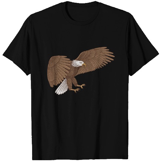 Bald eagle flying. Vector vintage Engraving style T Shirts