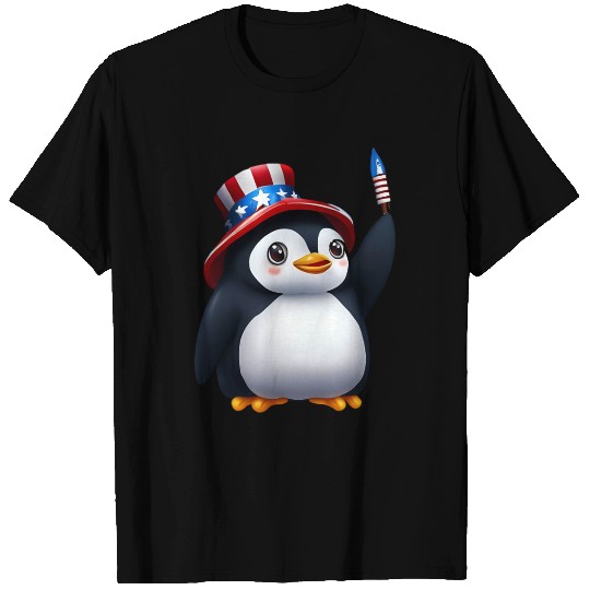 Patriotic penguin for the 4th of July T Shirts