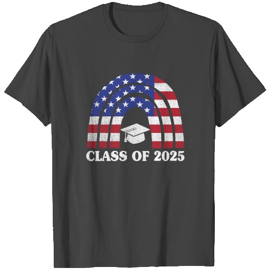 Graduation Class Of 2027 Rainbow Usa American Flag T Shirts