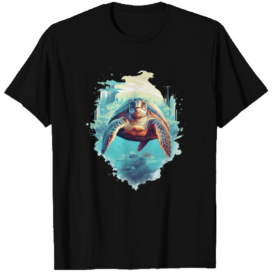 Serene Underwater Turtle T Shirts