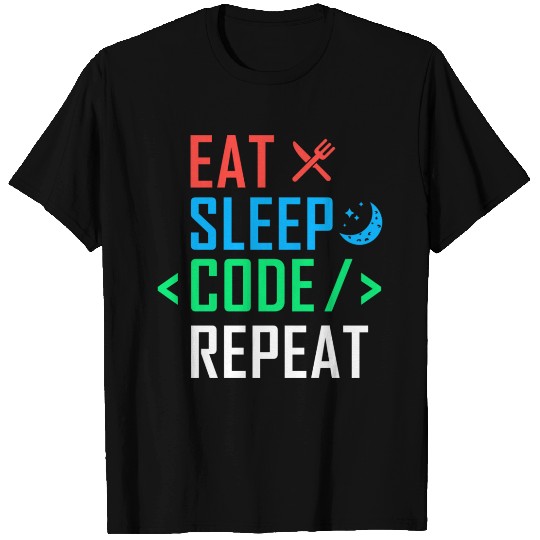 Eat Sleep Code Repeat Funny Programming Computer T Shirts