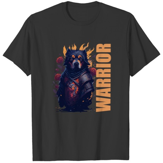 Dog Warrior Floral Design T Shirts