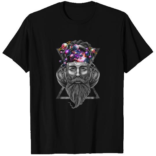 Long beard hipster trippy solar system T Shirts