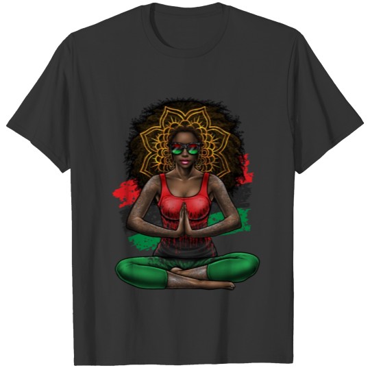 Black Beauty With Afro Love Yoga and Pan African F T Shirts