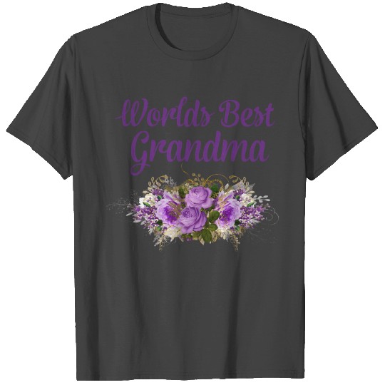 Worlds Best Grandma Purple Flower Bouquet T Shirts