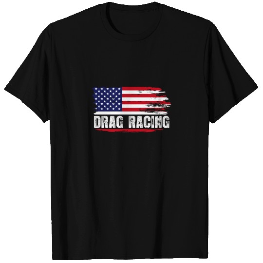 Drag Racing American USA Flag T Shirts
