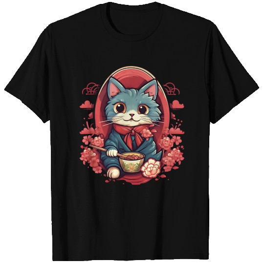 The Kawaii Japanese Ramen Cat T Shirts