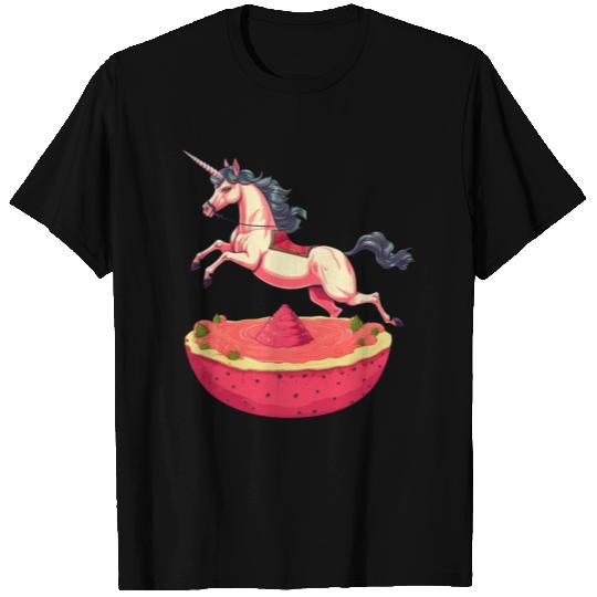 Unicorn with Watermelon and Dragonfruit - Tropical T Shirts