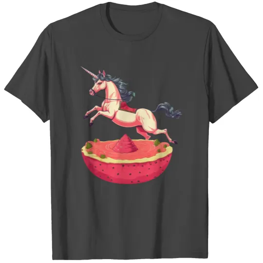 Unicorn with Watermelon and Dragonfruit - Tropical T Shirts