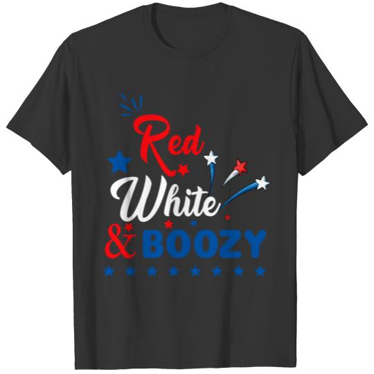 Red White And Boozy 4th Of July green aesthetic T Shirts