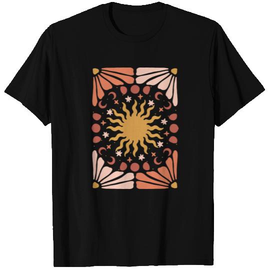 Celestial Sun And Moon Terracotta T Shirts