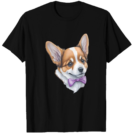Corgi Wearing Purple Bowtie T Shirts