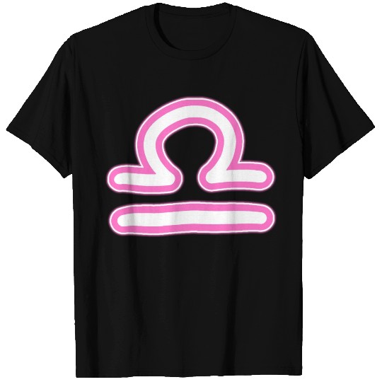Libra Zodiac Sign Neon Pink T Shirts