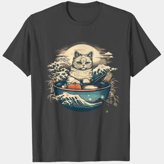 The Kawaii Japanese Ramen Cat T Shirts